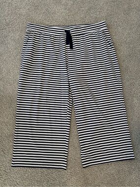 Lands' End Navy and White Striped Cropped Lounge Pants 2X